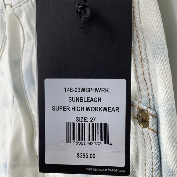NEW! RE/DONE Sunbleach Super High Workwear $395 msrp Size 27 Jeans White I8-13 - Picture 7 of 10